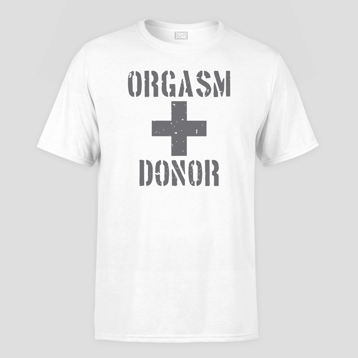 pánské tričko ORGASM DONOR – bílá