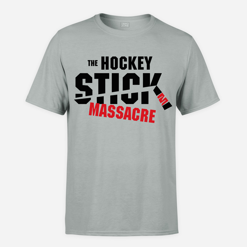 pánské triko THE HOCKEY STICK MASSACRE – světle šedá